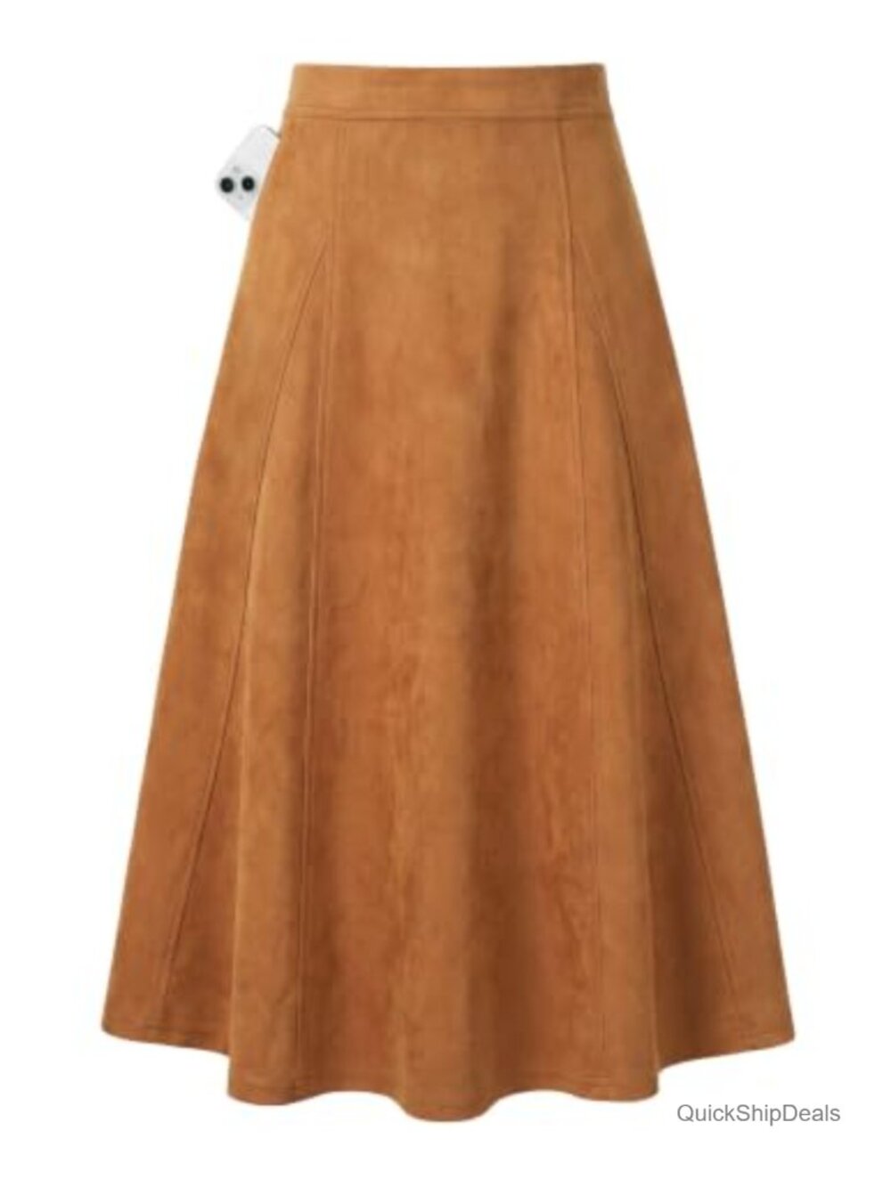 Faux Suede High Waist A-Line Midi Skirt Fall Winter Women's